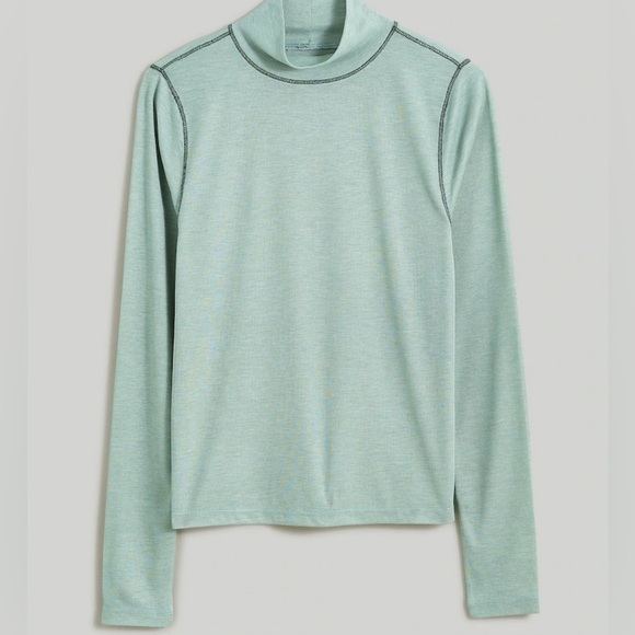 Semi sheet mock neck top pale green color - Picture 1 of 2
